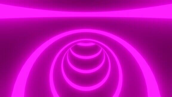 一个无缝循环动画的抽象隧道与快速移动的霓虹灯线展示未来的氛围