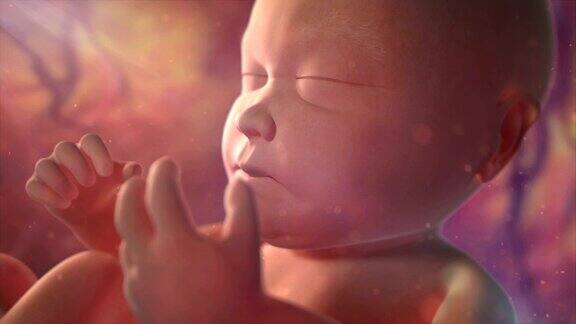 胎儿在母体子宫中的医学动画
