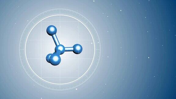抽象分子的三维动画Futrutic显微镜医学或科学