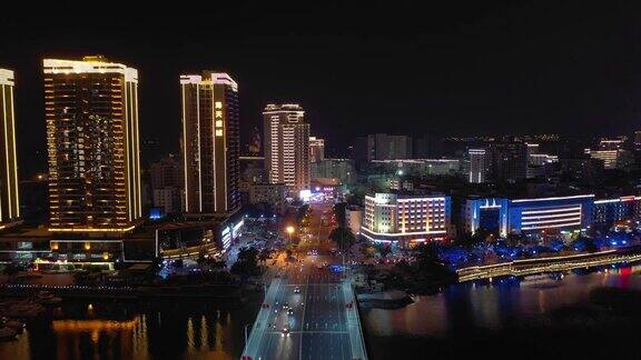 海南三亚夜光城市景观