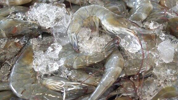 鲜虾堆着冰