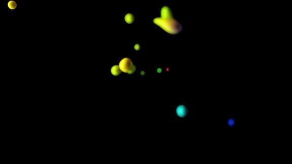 Cg动画两种颜色的水滴碰撞溅在黑色的背景