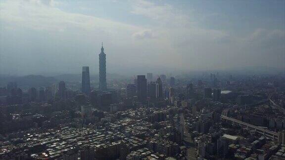 台湾晴天台北市中心高空航拍4k全景