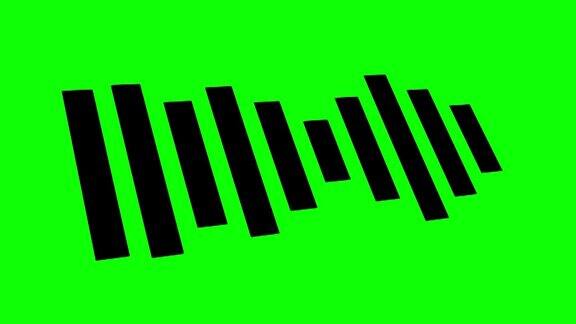 音频波形声谱干净的设计音频波形可视化关闭慢动作隔离在绿色屏幕背景色度键