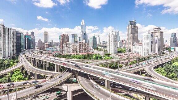 上海市区十字路口交通繁忙间隔拍摄