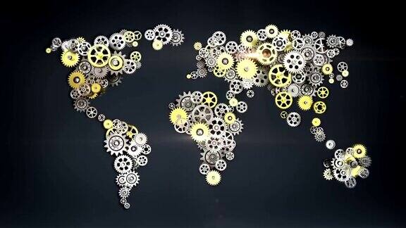 钢制金齿轮制作全球地图人工智能全球technology.1