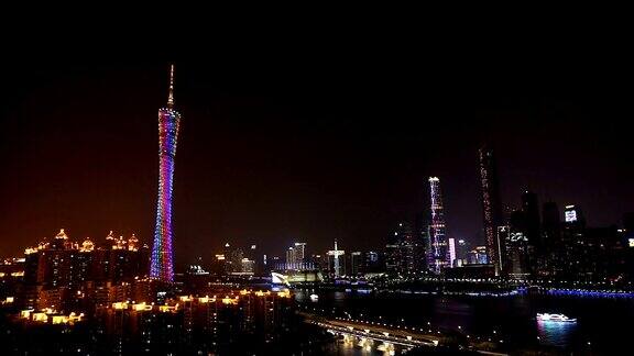 广州城区夜景延时摄影