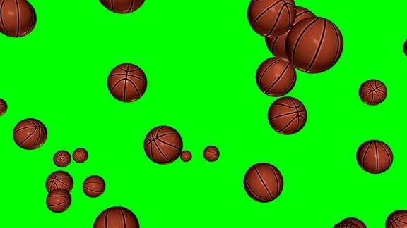 篮球以慢动作飞向绿幕