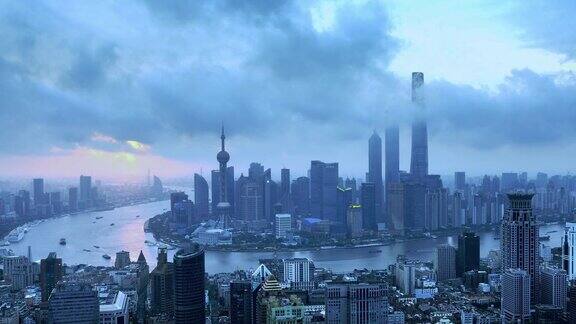 上海从黎明到白天时间流逝放大