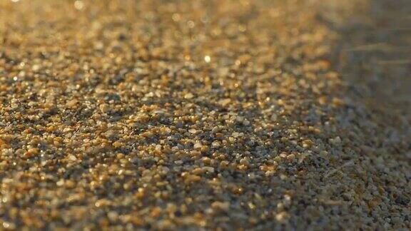 微距拍摄的沙粒吹走的风慢动作镜头