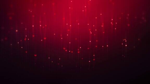红色的心粒子在黑色背景上上升情人节快乐婚礼圣诞快乐新年快乐抽象背景-4k股票视频
