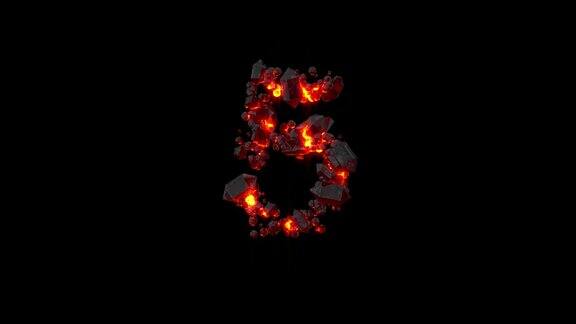 水晶字母表-闪亮的黑色熔岩石5号孤立-循环视频