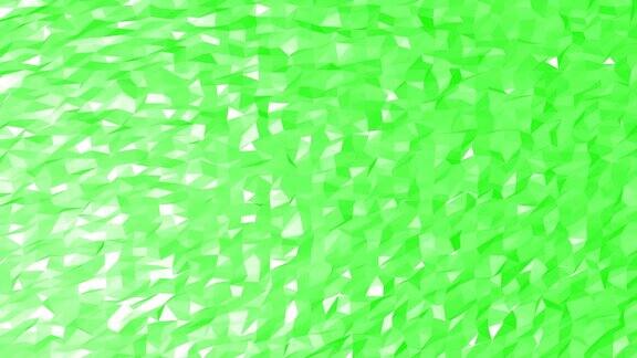 4K绿色多边形表面3D渲染无缝循环抽象的多边形几何运动图形和动画背景