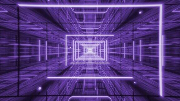 4k视频黑色背景紫色工艺隧道