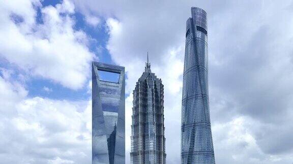 4K:特写上海地标摩天大楼中国