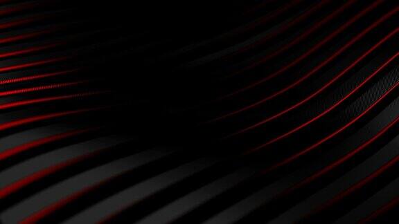 4k无缝循环黑色碳纤维运动背景与红色霓虹灯技术波浪动画3d插图