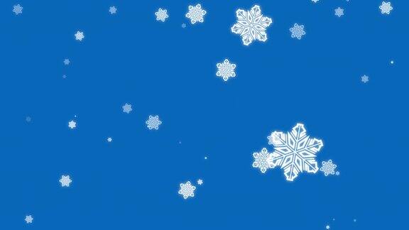 雪花落在蓝色的背景上冬天的雪4k