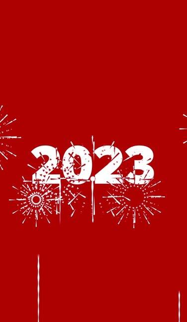 2023信息和烟花在红色背景的4K视频格式