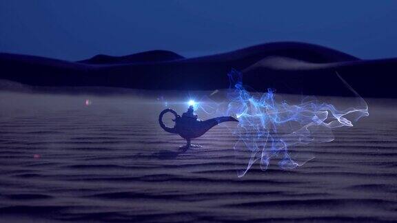 沙漠中的愿望之灯-从瓶子里出来的精灵