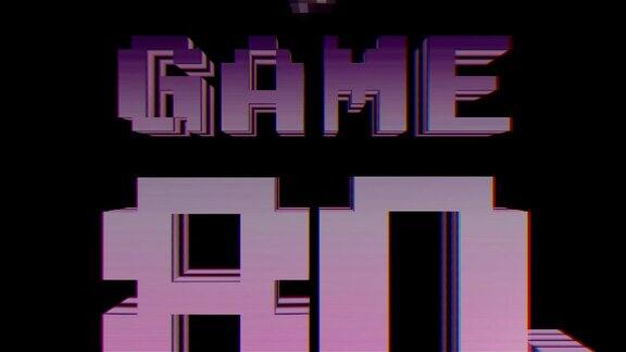 游戏80年代题字增加和消失红上黑屏复古风格一款游戏机