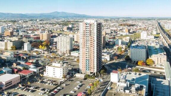 延时:日本东北部郡山福岛的鸟瞰图