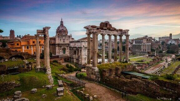 罗马广场在日出罗马意大利-时间流逝