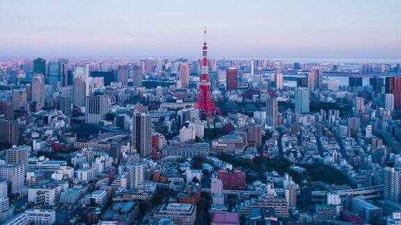 东京塔上日落的4K时间间隔日本东京