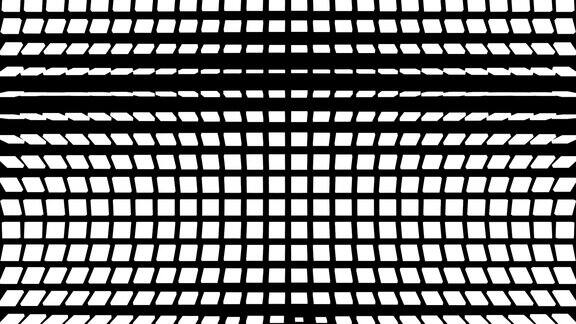 循环网格的随机黑白方格线折叠和旋转