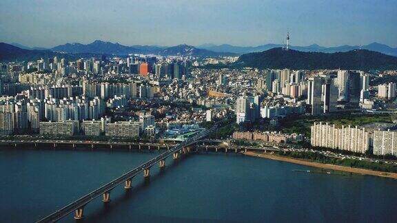 航拍韩国首尔城市风光