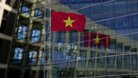 摩天大楼上飘扬的越南国旗