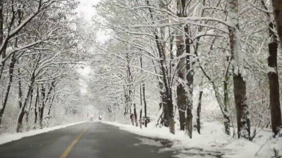 乡村的小路在雪后的春天录像