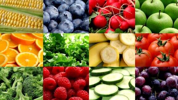 新鲜水果和蔬菜视频剪辑