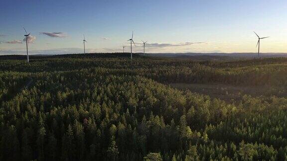 风力发电站在森林景观