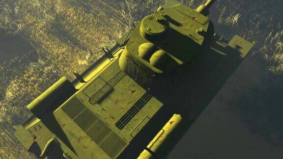 俄罗斯坦克T34俯视图