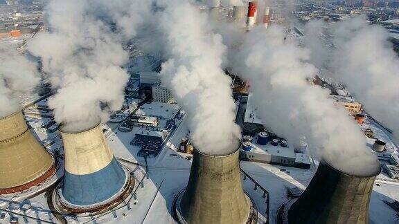 工业发电厂排出的烟和蒸汽污染、污染、全球变暖天线