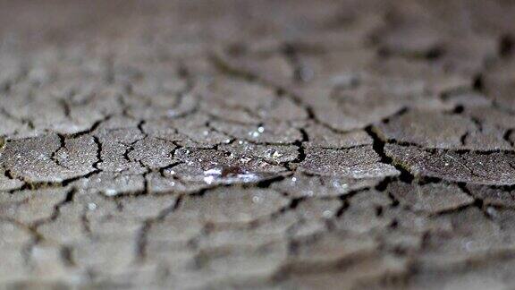 雨水落在干燥的土壤上是缓慢的运动