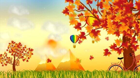 秋季以自然和气球运动为背景