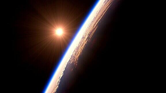 4k大飓风上空的日出从太空看地球
