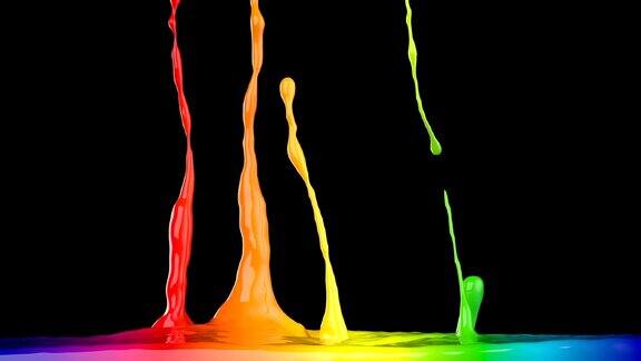 彩色液体飞溅的Cg动画