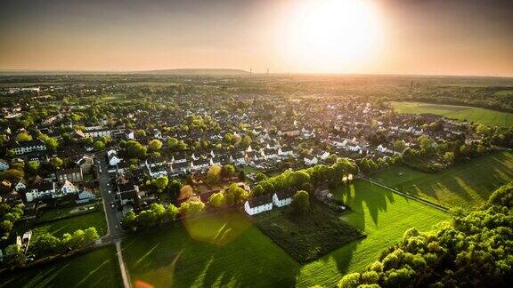 德国郊区日落-鸟瞰图