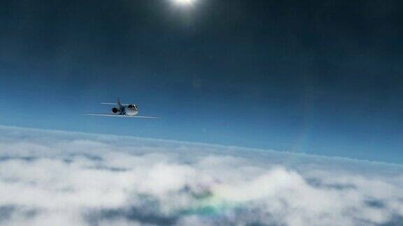 私人飞机飞过云层
