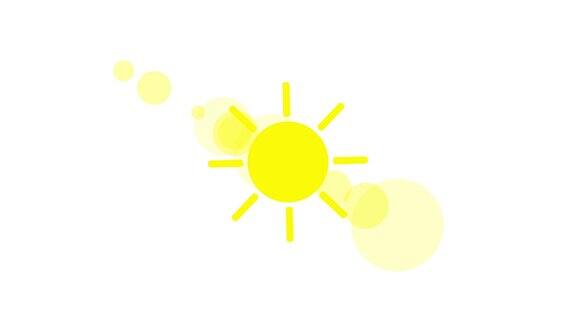 阳光图标动画与白色背景图标设计视频动画明亮的太阳孤立卡通动画