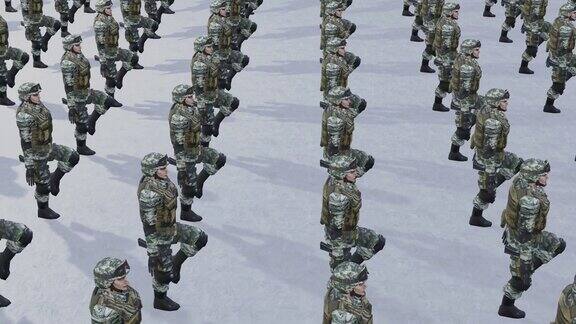 士兵军事部队概念3D渲染动画