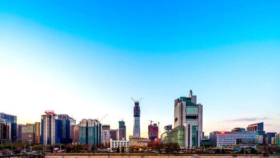 中国北京的摩天大楼4k时光流逝
