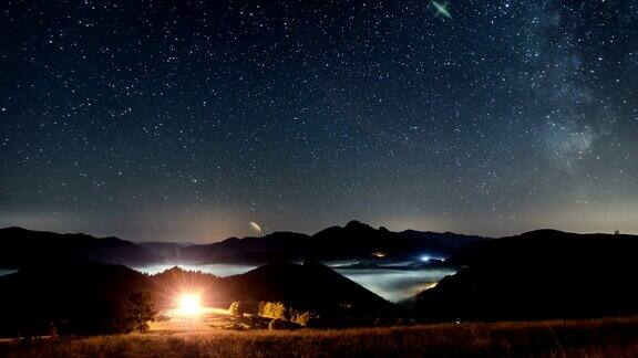 银河在星空景观时光流逝