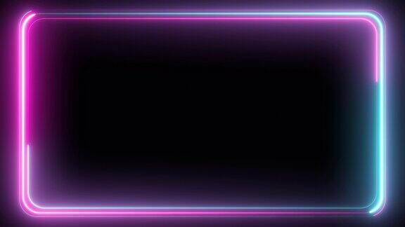 摘要无缝霓虹图案紫外光线现代荧光灯霓虹盒图案为LED屏幕投影技术环形4k背景蓝紫色光谱