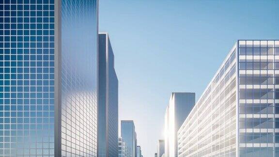 三维渲染循环视频建筑背景企业概念商业和金融中心
