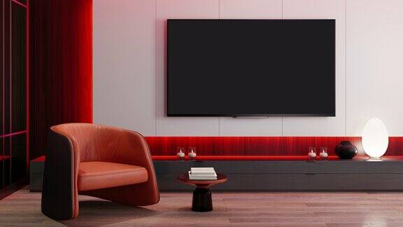RGB灯黄红亮关快环电视房现代简约的室内设计8K电视