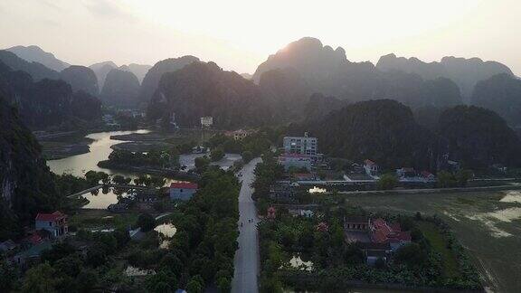 越南乡村的空中鸟瞰图