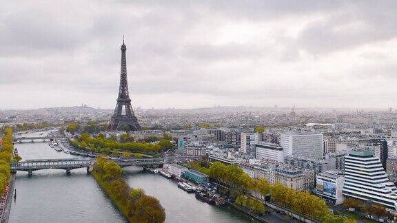 鸟瞰巴黎的城市景观和埃菲尔铁塔